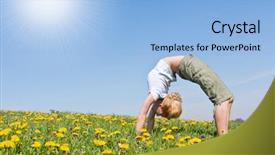  Presentation with flowery - Presentation theme having body excercise - young female excercising yoga background and a  colored foreground