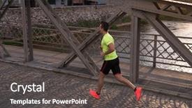  Presentation with morning sunrise - Presentation having body excercise - young sporty man running background and a dark gray colored foreground