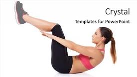  Presentation with abdominal - Colorful PPT theme enhanced with body fitness - woman execising her abdominal muscles backdrop and a  colored foreground