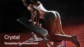  Presentation with law of sport - Audience pleasing presentation design consisting of body fitness - woman with dumbbells in sport backdrop and a wine colored foreground