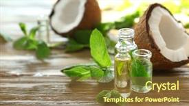  Presentation with mint - Cool new slides with body fluid - beautiful composition with perfume bottles backdrop and a tawny brown colored foreground