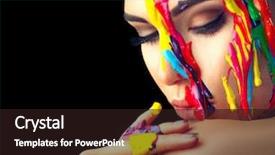  Presentation with girl model - Audience pleasing presentation consisting of body fluid - fashion model girl colorful face backdrop and a wine colored foreground