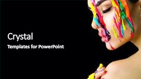  Presentation with girl model - Slides having body fluid - fashion model girl colorful face background and a black colored foreground