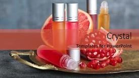  Presentation with fluid - Cool new PPT layouts with body fluid - metal tray with bottles backdrop and a red colored foreground