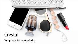  Presentation with fluid - PPT theme consisting of body fluid - perfume bottle with cosmetic bag background and a white colored foreground