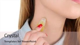  Presentation with fluid - PPT theme consisting of body fluid - young woman with bottle background and a lemonade colored foreground