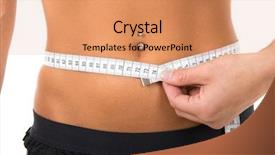  Presentation with body piercing - Presentation theme with piercing girl measuring her body background and a coral colored foreground