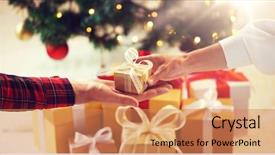  Presentation with new year - PPT theme with body greetings - holidays presents new year background and a coral colored foreground