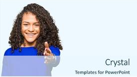  Presentation with real woman hair texture human - Theme having body greetings - young beautiful woman with curly background and a sky blue colored foreground