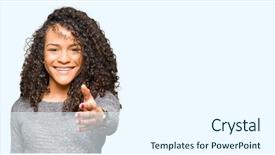  Presentation with real woman hair texture human - Beautiful PPT theme featuring body greetings - young beautiful woman with curly backdrop and a cool aqua colored foreground