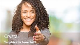  Presentation with real woman hair texture human - Slide deck enhanced with body greetings - young beautiful woman with curly background and a coral colored foreground