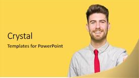  Presentation with young business woman smile show - Beautiful theme featuring body greetings - young handsome business man smiling backdrop and a yellow colored foreground