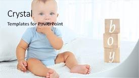  Presentation with cute baby - Slide deck consisting of body growth - cute baby boy on bed background and a cool aqua colored foreground