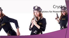  Presentation with police police - Slide set with body guard - female police isolated background and a lemonade colored foreground