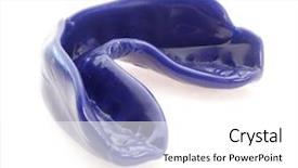  Presentation with body - Presentation theme with body guard - one blue mouthguard isolated background and a  colored foreground