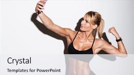  Presentation with human body - Presentation theme enhanced with body human - beautiful fitness woman taking background and a white colored foreground
