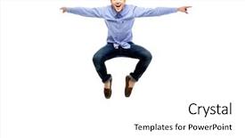  Presentation with floral border over white - Audience pleasing presentation theme consisting of body human - funny man jumping over white backdrop and a white colored foreground