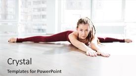  Presentation with floor - Slide set consisting of body human - pretty young woman with dreadlocks background and a light gray colored foreground