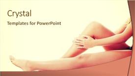  Presentation with leg exam - PPT theme featuring body human - woman holding on leg background and a white colored foreground
