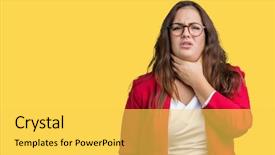  Presentation with sore throat - Slide deck having body infected - beautiful plus size young business background and a yellow colored foreground