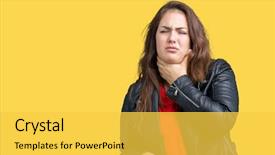  Presentation with plus size fashion model - Slide set consisting of body infected - beautiful plus size young woman background and a yellow colored foreground