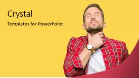  Presentation with sore throat - Beautiful PPT theme featuring body infected - handsome man wearing casual shirt backdrop and a yellow colored foreground