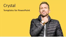  Presentation with sore throat - Colorful PPT layouts enhanced with body infected - handsome man wearing winter coat backdrop and a yellow colored foreground