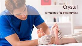  Presentation with feet - Amazing PPT layouts having body infected - podiatrist treating feet during procedure backdrop and a lemonade colored foreground