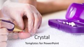  Presentation with feet - PPT theme enhanced with body infected - podiatrist treating feet during procedure background and a sky blue colored foreground