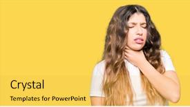  Presentation with sore throat - Amazing PPT theme having body infected - young beautiful woman wearing casual backdrop and a yellow colored foreground
