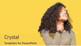  Presentation with curly hair - PPT theme featuring body infected - young beautiful woman with curly background and a yellow colored foreground