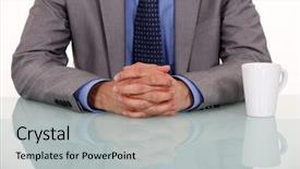  Presentation with body language - Slide set consisting of body language - businessman crossing hands background and a light gray colored foreground