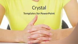  Presentation with body language - Slides with body language - hands on table with intertwined background and a blonde colored foreground