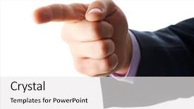  Presentation with forefinger - PPT layouts with body language - photo of human hand background and a white colored foreground