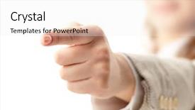  Presentation with forefinger - Cool new PPT layouts with body language - photo of human hand backdrop and a white colored foreground