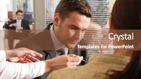 Presentation with body language - Cool new presentation with body language - professional businesspeople in an office backdrop and a tawny brown colored foreground