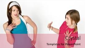  Presentation with conflict - Amazing presentation design having body language - two teenage girls in conflict backdrop and a coral colored foreground