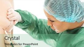  Presentation with implant - Presentation theme with body lines for breast background and a seafoam green colored foreground