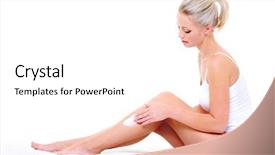  Presentation with slim body - Slides with body lotion - beautiful pretty woman sitting background and a  colored foreground