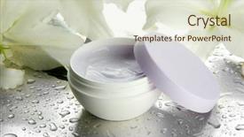  Presentation with lotion - Cool new PPT theme with potato casserole - baked with cheese and herbs backdrop and a coral colored foreground