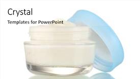  Presentation with cream - Presentation theme having body lotion - opened glass jar of cream background and a white colored foreground