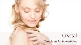  Presentation with woman body - Beautiful theme featuring body lotion - picture of woman in bathrobe backdrop and a lemonade colored foreground