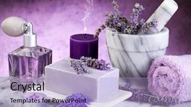  Presentation with lavender - Beautiful PPT layouts featuring body lotion - spa lavender products backdrop and a light blue colored foreground