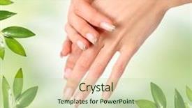  Presentation with caring hands - Presentation consisting of body lotion - woman caring for her hands background and a soft green colored foreground