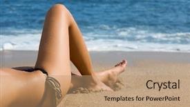  Presentation with circulation system human body - Slide deck featuring body lying on the beach background and a coral colored foreground