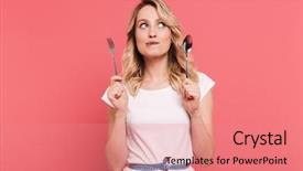  Presentation with woman body - Cool new slides with body measuring tape around waist backdrop and a coral colored foreground