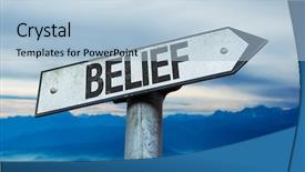  Presentation with mind body - Cool new presentation theme with body mind - belief sign with sky background backdrop and a light blue colored foreground