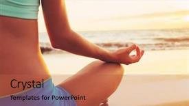  Presentation with yoga and meditation - Cool new presentation theme with pied kingfisher ceryle rudis birds eating fish backdrop and a gray colored foreground.