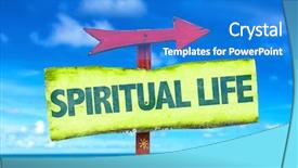  Presentation with spiritual - Slide deck with physic mind - spiritual life sign with beach background and a cobalt blue colored foreground