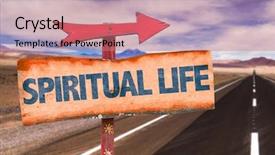  Presentation with spiritual - Colorful presentation design enhanced with physic mind - spiritual life sign with road backdrop and a light blue colored foreground